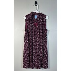 Cece Dress Women 12 Purple Black Geometric Lightweight Neck Tie Sleeveless Shift